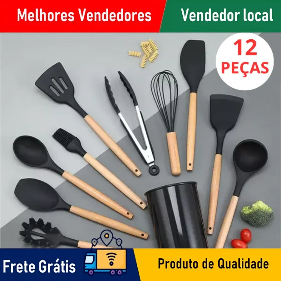 KIT Cozinha Conjunto com 12 peças Jogo de Utensilio Culinário