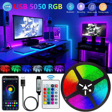 Fita Led RGB 5m Colorida Decoração + Fonte + Controle Luz RBG 16 Cores