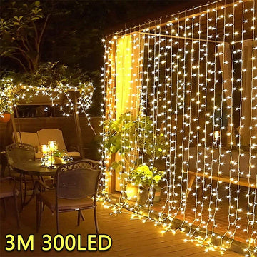 Cortina de LED 3M 390 Leds 8 Modos De Iluminação - Natal